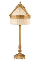 Diderot gilded bronze table lamp and conical shade in ivory pleated silk - Table lamps by Jacques Garcia