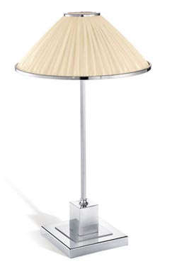 Soho chrome bronze table lamp and ivory silk