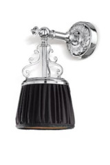Violetta petite applique en bronze chromé et abat-jour plissé noir - Applique by Jacques Garcia