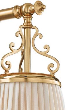 Violetta small wall lamp in gilded bronze and ivory pleated shade
