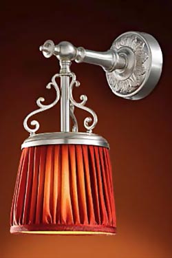 Violetta Small  satin Silver Bronze  and  Red Theater Pleated shade wall lamp