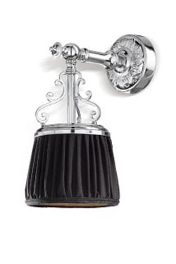Violetta small sconce in chrome-plated bronze and black pleated shade - Wall lights by Jacques Garcia