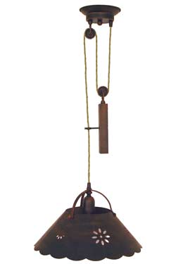 Fleur Perforée Suspension à poulie métal rouillé - Suspension by JP Ryckaert