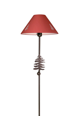 Lampadaire Montagne découpe sapins et abat-jour rouge - Montagne by JP Ryckaert
