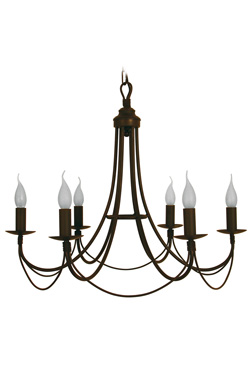 Lustre Montagne 6 bras et 6 lumières en métal noir patiné - Lustre by JP Ryckaert
