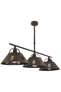 Sapin Perforé suspension télescopique 3 lumières en métal rouillé - Montagne by JP Ryckaert