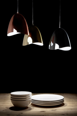 Mirage pendant polished brass bell and LED lighting