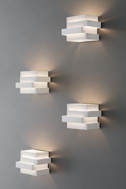 White Cubic Bedside Wall Lamp with superimposed rectangles Escape 