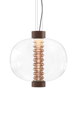 Bolha suspension ronde rétro en verre ambré