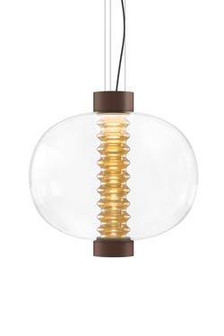 Bolha suspension ronde rétro en verre ambré - Suspension by kdln
