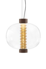 Bolha suspension ronde rétro en verre ambré - Suspension by kdln