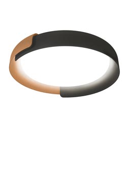 Dala contemporary round ceiling light in wood finish