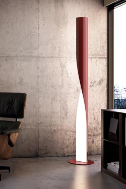 Evita contemporary floor lamp in red twist