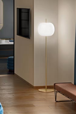 Kushi large floor lamp ball diffuser and black metal