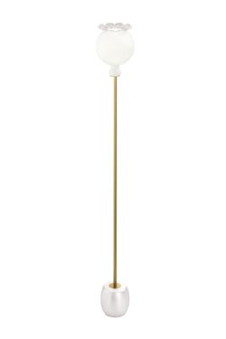 Opyo floor lamp in white opal blown glass and gold metal