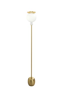 Opyo lampadaire en verre soufflé opale blanc et métal doré - Lampadaire by kdln