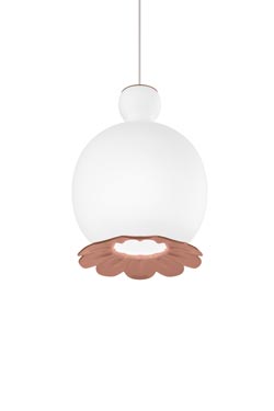 Opyo suspension en verre soufflé opale et doré