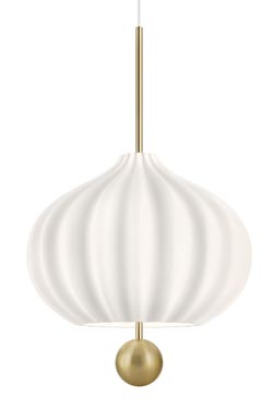 Lilli pendant lamp white opal and gold like a lily - Pendants by kdln