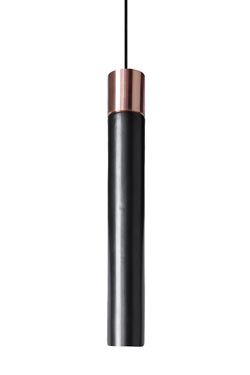 Minimal pendant lamp in ceramic tube and black nickel metal