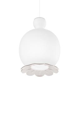Opyo pendant lamp in opal blown glass and gold metal
