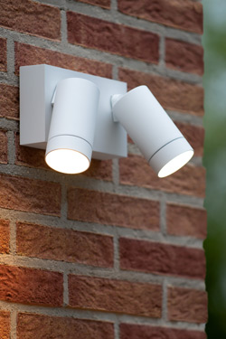 Double spot d'extérieur protection IP54 en aluminium blanc Taylor - Spot & projecteur d'extérieur