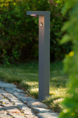 Charcoal grey outdoor beacon with motion detector Texas - Exterior path & step lighting by Lucide
