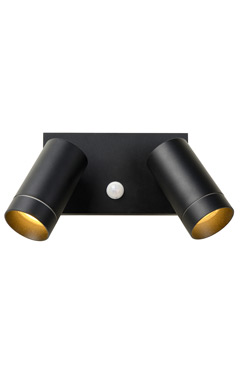 Black double outdoor spotlight with motion sensor Taylor - Exterior spot & floodlighting