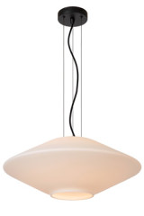 Grande suspension soucoupe en verre blanc Trevor - Suspension by Lucide