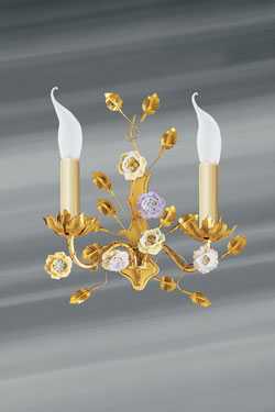 Applique chandelier 2 lumières dorée  - Applique by Lucien Gau