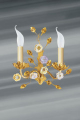 Applique chandelier 2 lumières dorée  - Applique by Lucien Gau