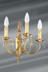 Applique cristal de bohème et bronze massif doré trois lumières - Applique by Lucien Gau