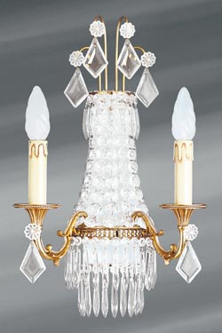 Applique cristal de bohème Louis XVI à trois lumières - Applique by Lucien Gau