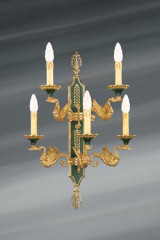Applique dorée en bronze massif de style Empire, cinq lumières - Applique by Lucien Gau
