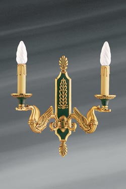Applique dorée en bronze massif de style Empire, deux lumières - Applique by Lucien Gau