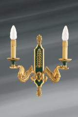 Applique dorée en bronze massif de style Empire, deux lumières - Applique by Lucien Gau