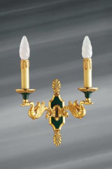 Applique double en bronze massif, style Empire, dorée - Applique by Lucien Gau