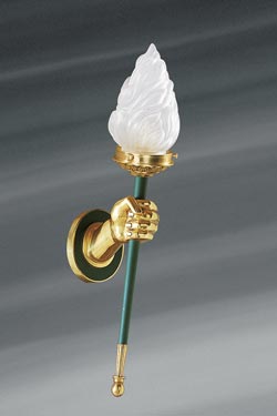 Applique en bronze doré et vert, une lumière flambeau - Applique by Lucien Gau