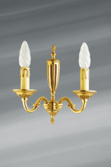 Applique en bronze Louis XVI patiné vieil or, deux bougies - Applique by Lucien Gau