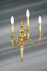 Applique en bronze massif doré, style Louis XVI, trois lumières - Applique by Lucien Gau