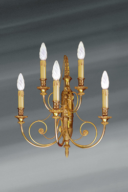 Applique en bronze massif, style Directoire, cinq lumières  - Applique by Lucien Gau
