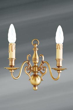 Applique laiton style hollandais deux lumières  - Applique by Lucien Gau