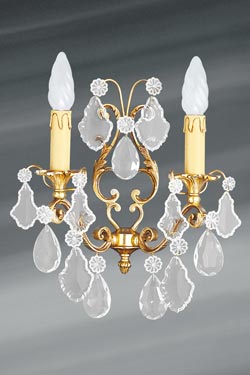 Applique Louis XV cristal de bohème bronze vieil or deux lumières - Applique by Lucien Gau