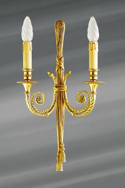 Applique Louis XVI finition vieil or, double bougeoir. - Applique by Lucien Gau