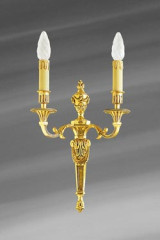 Applique Louis XVI patiné vieil or, deux lumières - Applique by Lucien Gau