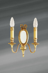 Applique miroir à deux lumières, style Louis XVI en bronze doré - Applique by Lucien Gau