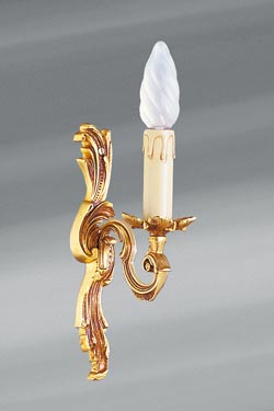 Applique simple en bronze Louis XV vieil or bougeoir unique - Applique by Lucien Gau