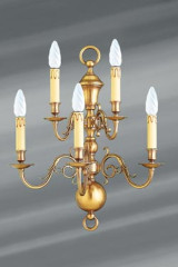 Applique style hollandais laiton cinq lumières  - Applique by Lucien Gau