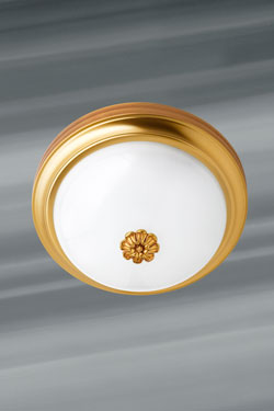 19th century round ceiling light in brass and opal glass - Ceiling lights by Lucien Gau