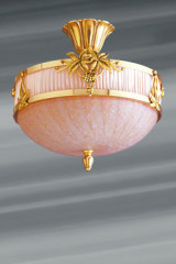 Pink ceiling lamp in bronze and glass paste - Ceiling lights by Lucien Gau