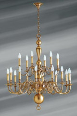 18- lights Dutch style brass chandelier  - Chandeliers by Lucien Gau